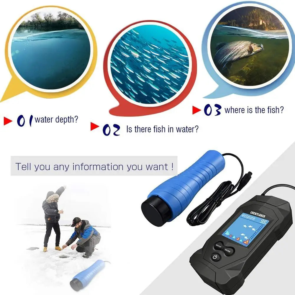 Handheld Ice Fishing Finder With LCD Display And Transducer
