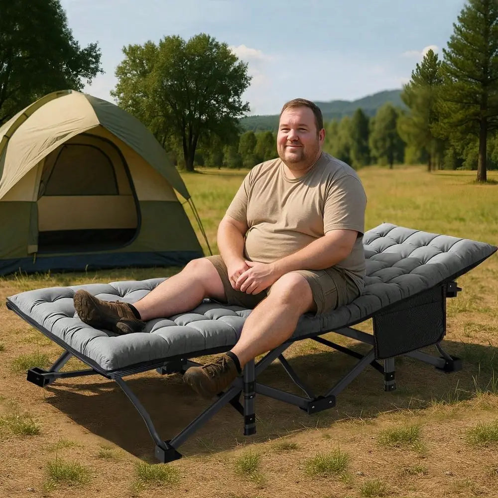 XMSJ Folding Camping Cot With Mattress For Outdoor Travel