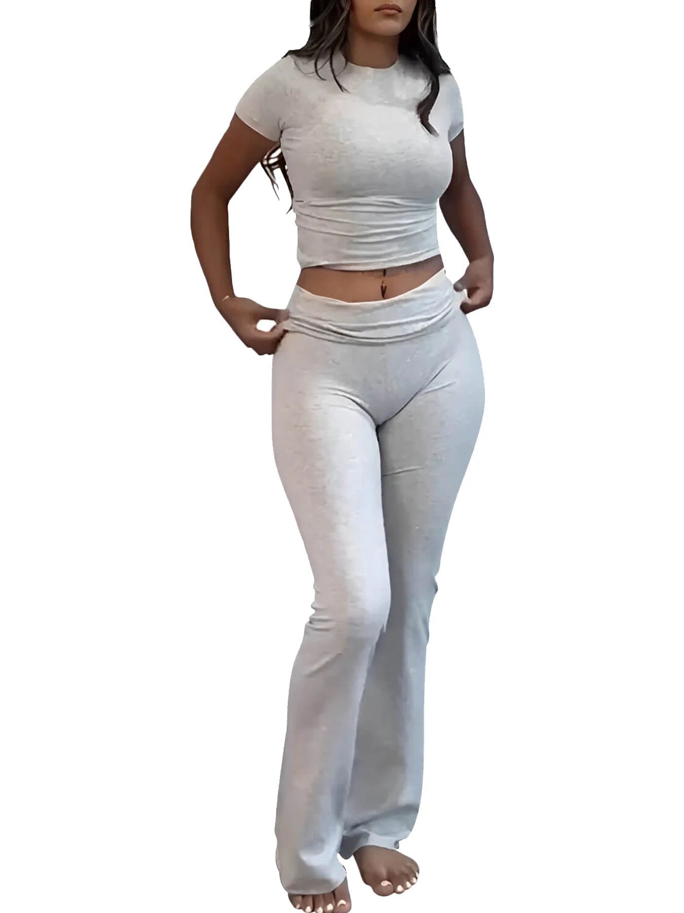 Women's Two-Piece Yoga Set Short Sleeve Top And Pants