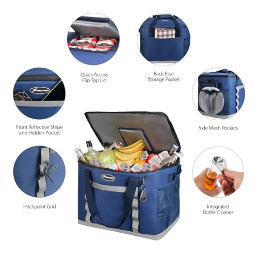 Collapsible Soft Cooler Bag Flip Top Lid Beach Ice Chest