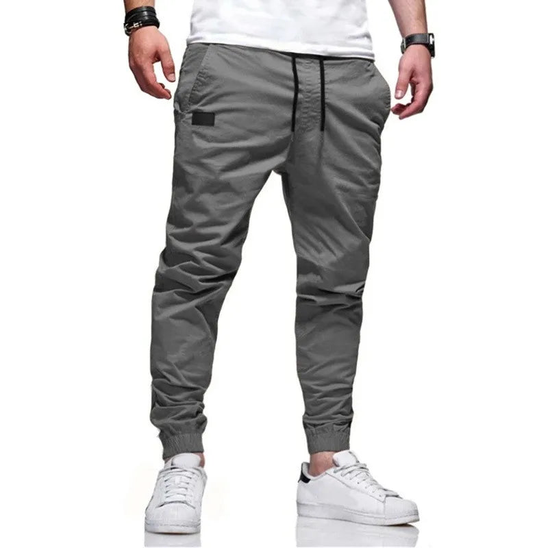 Mens Casual Jogger Pants Herringbone Cargo Style With Pockets