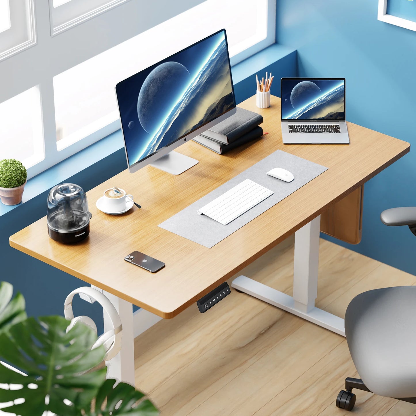 JHK Electric Standing Desk Height Adjustable Sit Stand Computer Desk