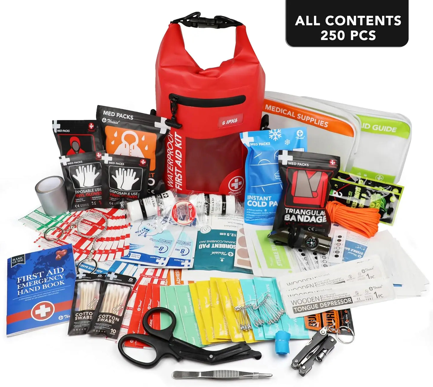 Waterproof 250-Piece First Aid Kit for Outdoor Emergencies
