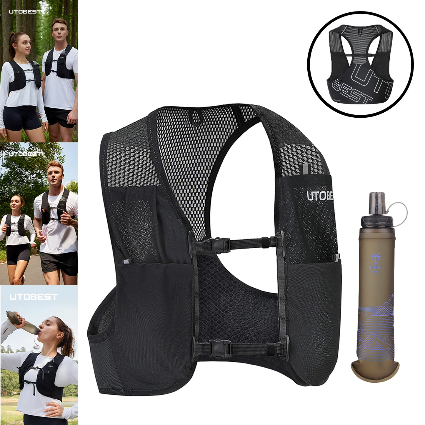 Outdoor Vest And Water Bottle Set For Trail Runners