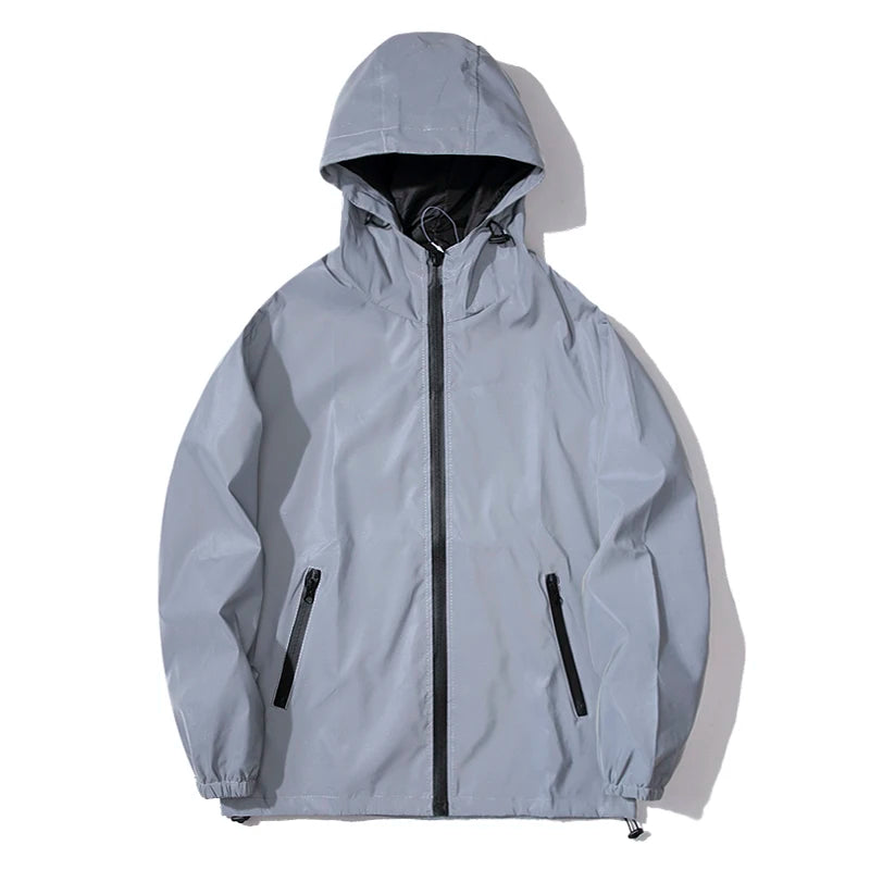 Neverfunction Night Reflective Hooded Windbreaker Jacket For Men