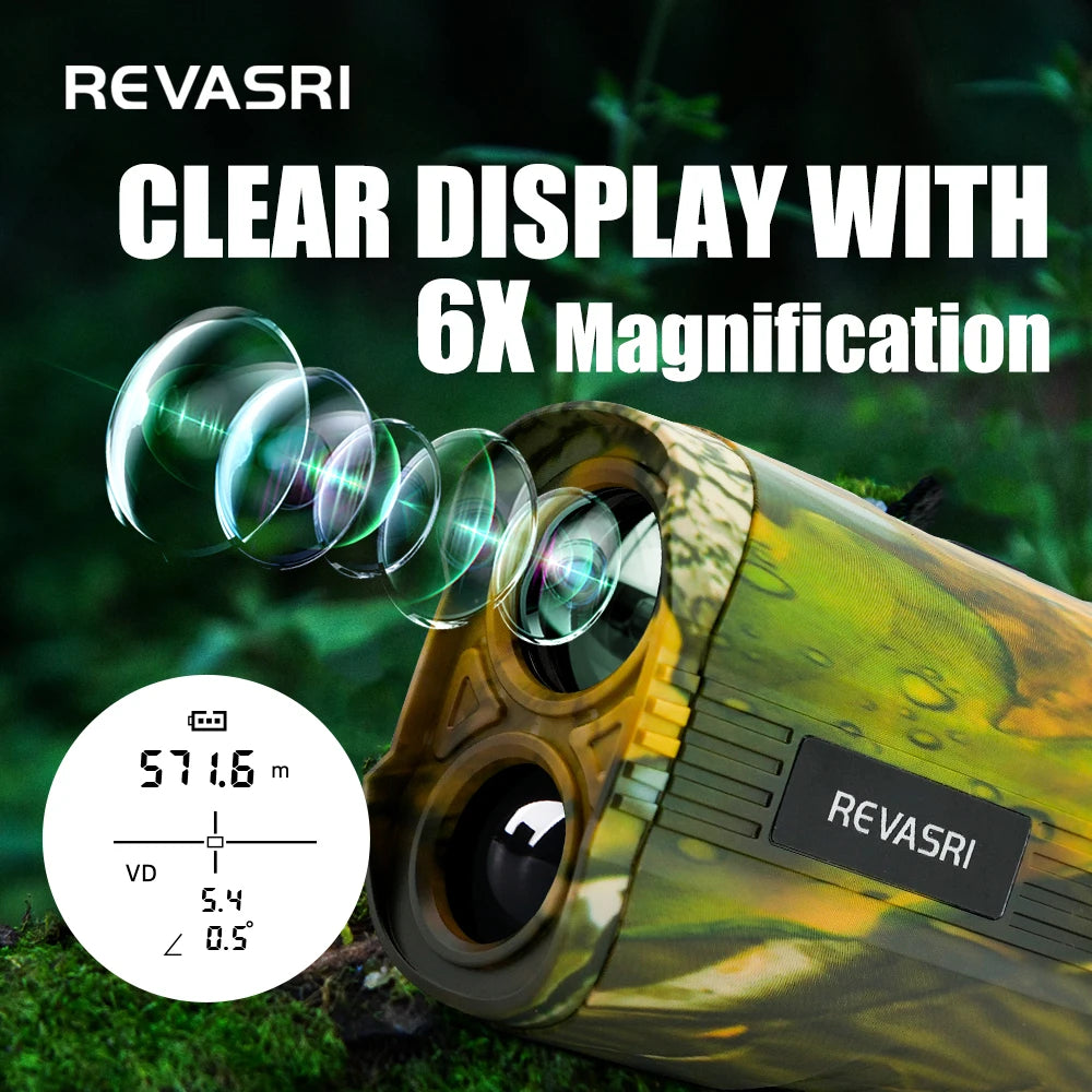 REVASRI Hunting Rangefinder 2000M 3000M 6X Magnification Type C Charging