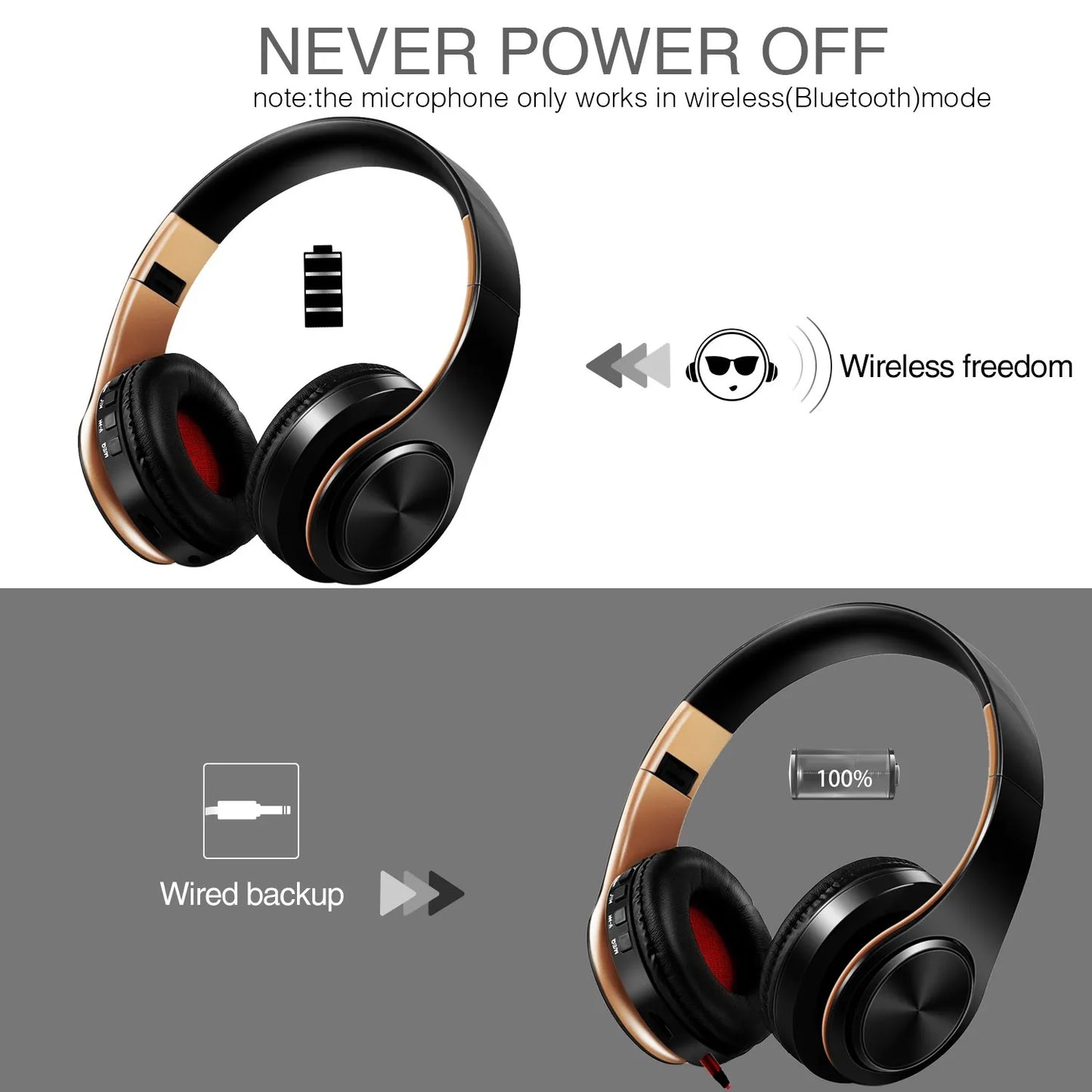 CATASSU Bluetooth Earphones Hifi Stereo Headset with Mic