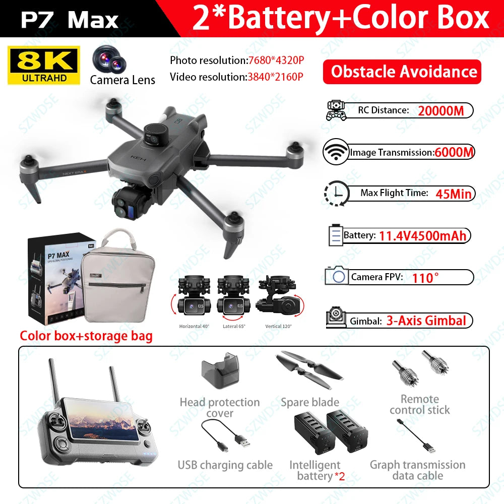 JJRC P7 Max GPS Drone 8K With Screen Remote Transmission