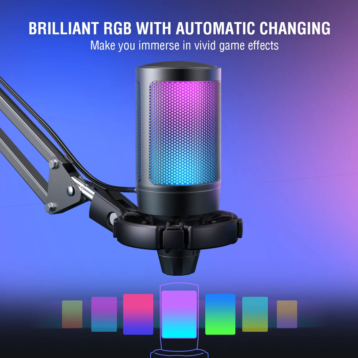 Fifine A6T USB Gaming Microphone Kit For PC PS4 PS5 RGB Arm Stand