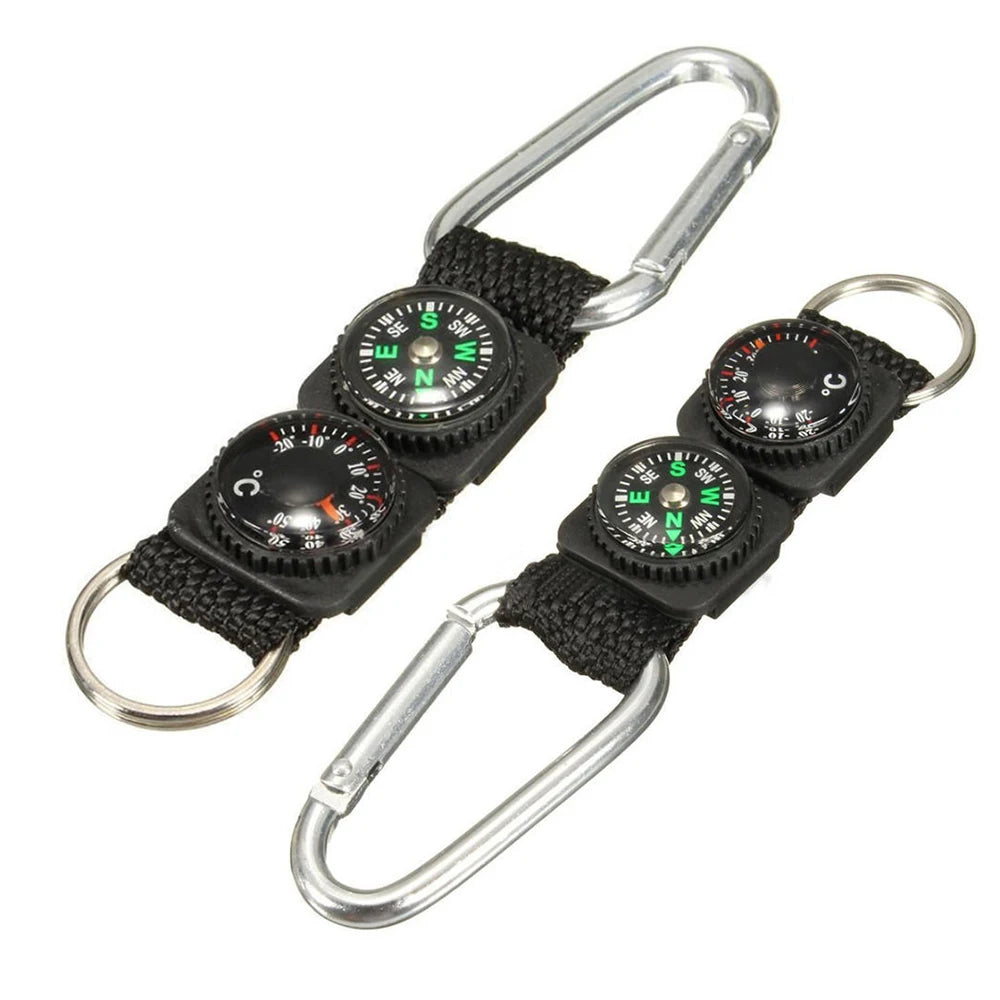 Universal Multifunction 3 In 1 Carabiner Keychain With Compass Thermometer