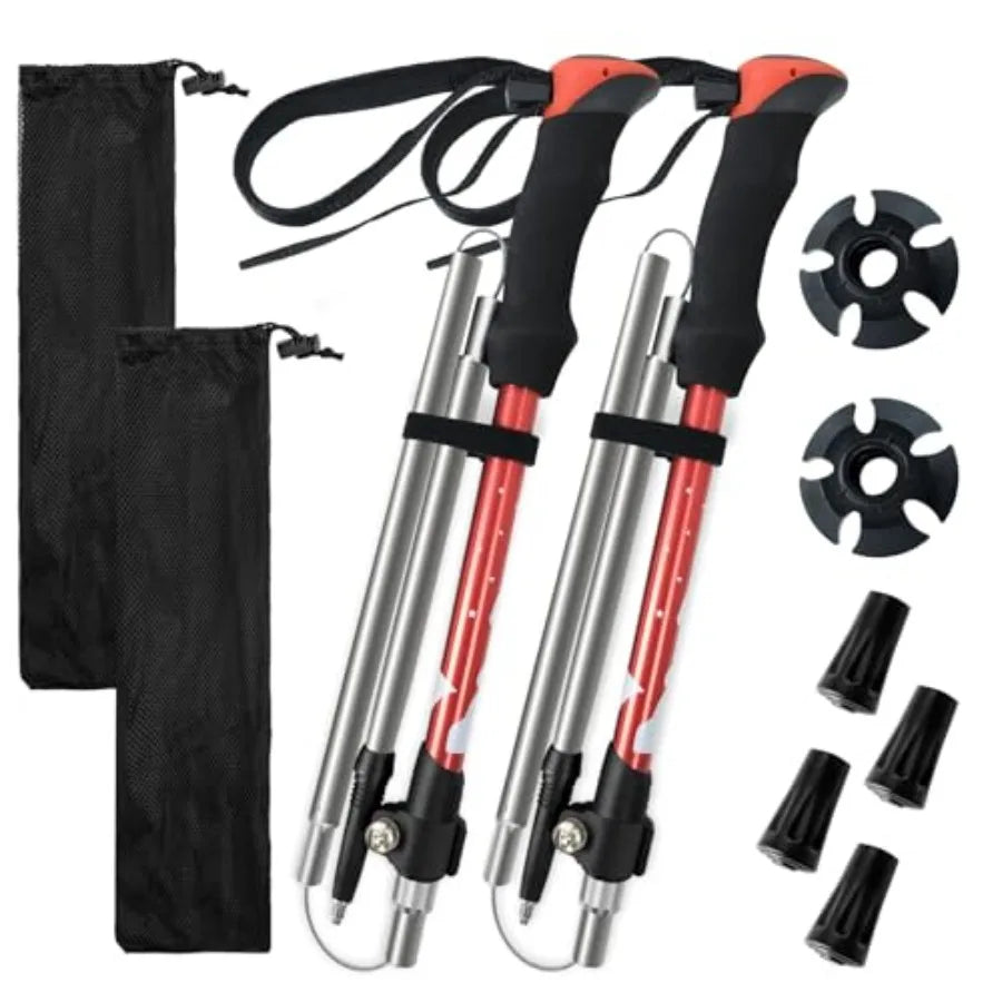 Collapsible Trekking Poles for Hiking Aluminum Adjustable Walking Sticks