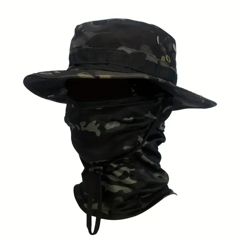 Camouflage Boonie Cap Balaclava Hat For Outdoor Hunting And Fishing