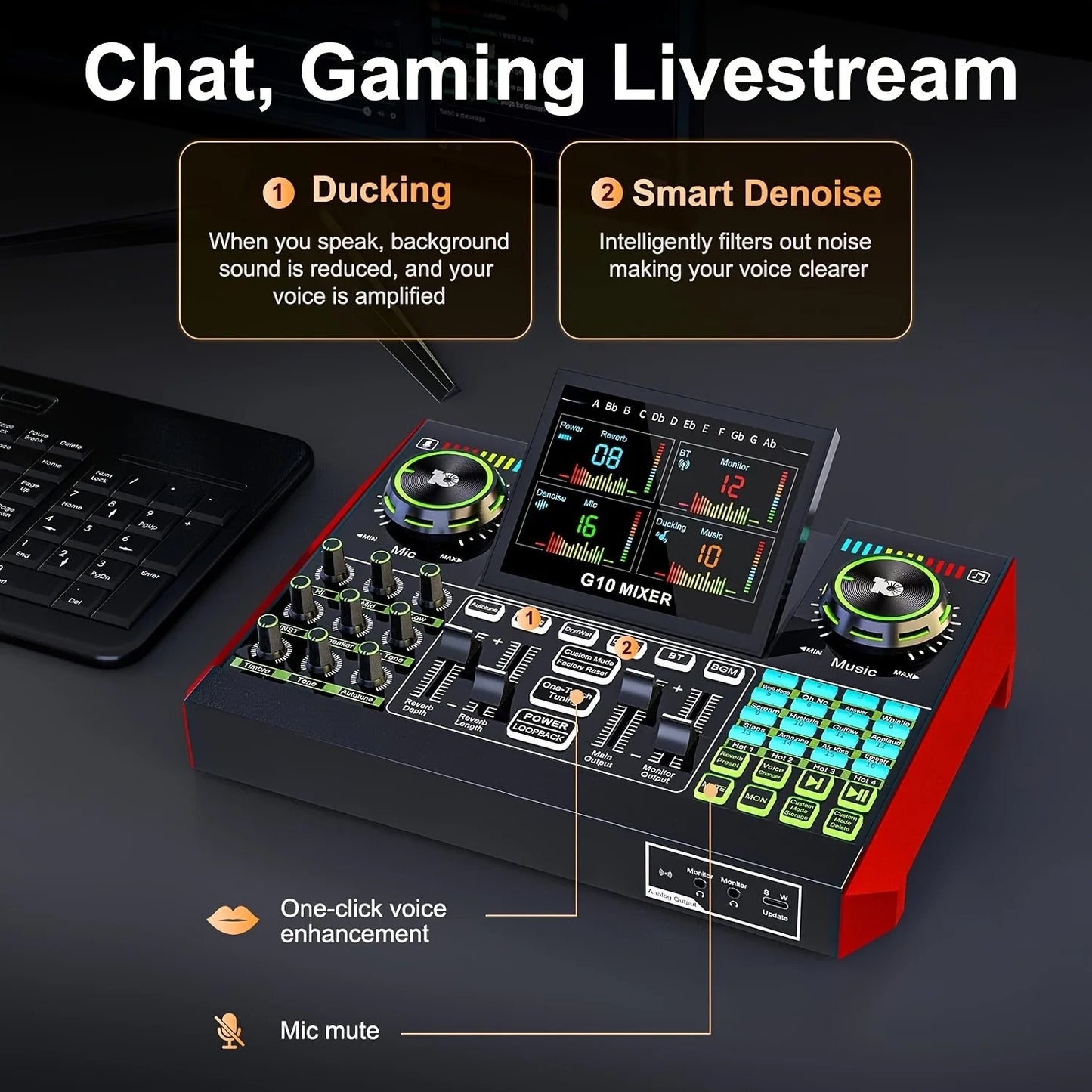 Tenlamp G10 Live Sound Card and Audio Interface for Podcast