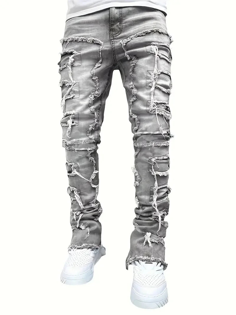 Hip Hop Jeans For Men Slim UltraStretch Denim Pants Casual