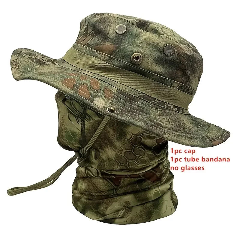 Camouflage Boonie Cap Balaclava Hat For Outdoor Hunting And Fishing