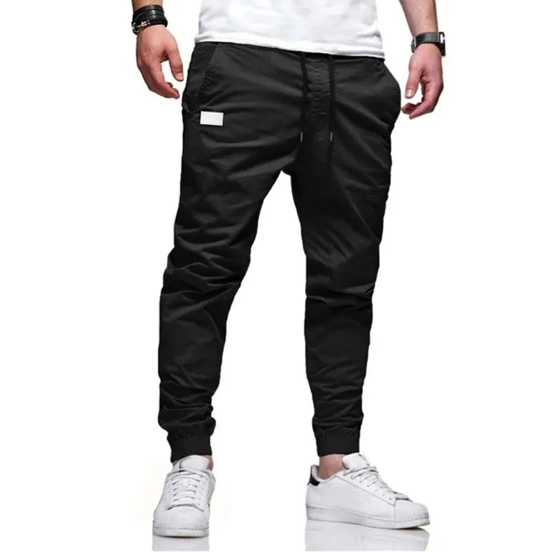 Mens Casual Jogger Pants Herringbone Cargo Style With Pockets