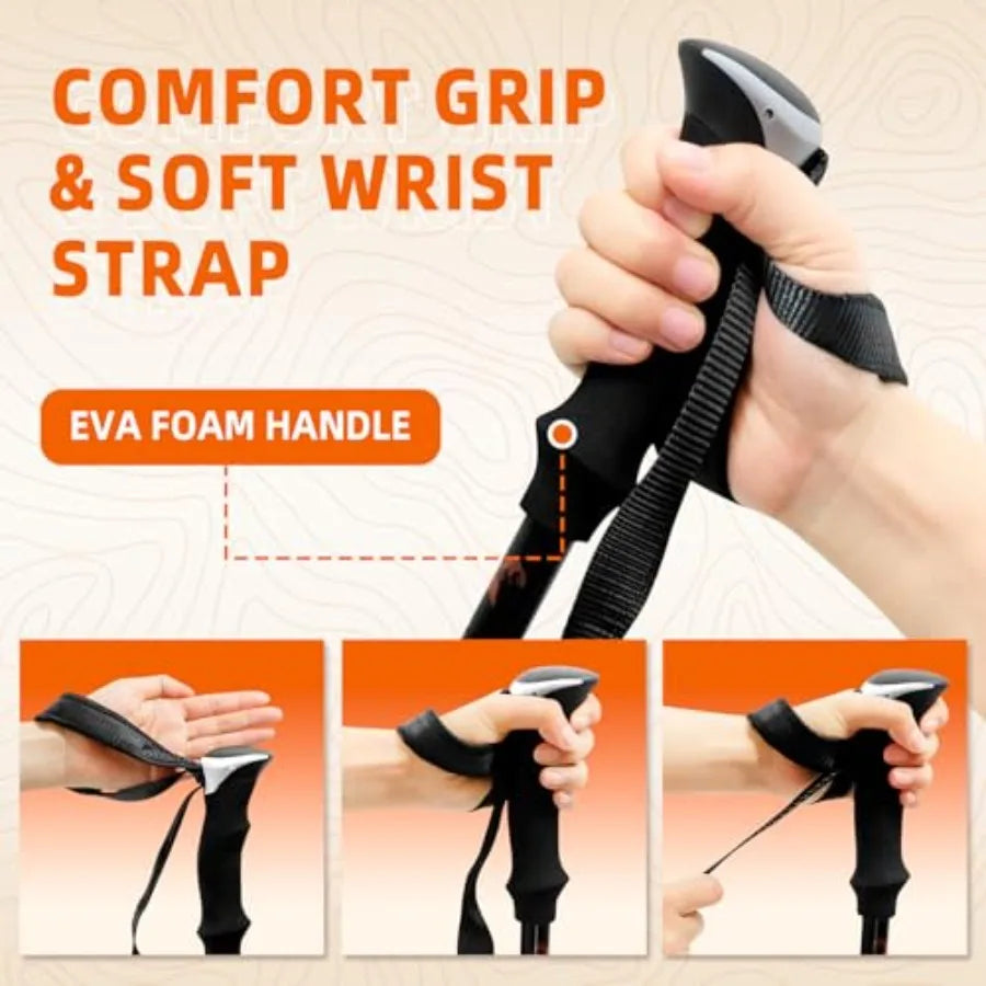 Collapsible Trekking Poles for Hiking Aluminum Adjustable Walking Sticks