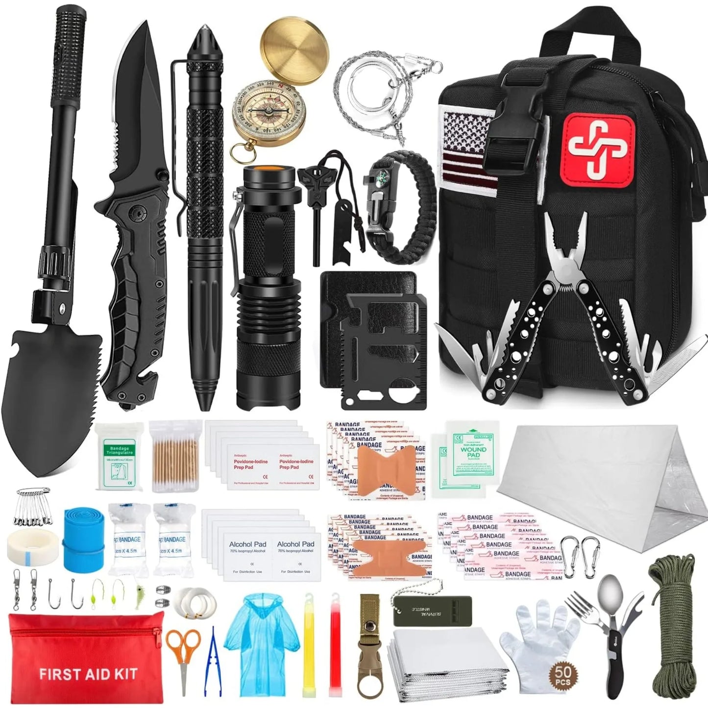 Emergency Survival Kit 238 Pcs With Molle Pouch And Emergency Tent