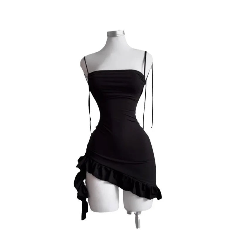 Women Sleeveless Backless Mini Dress Lace Up Bodycon Party Wear
