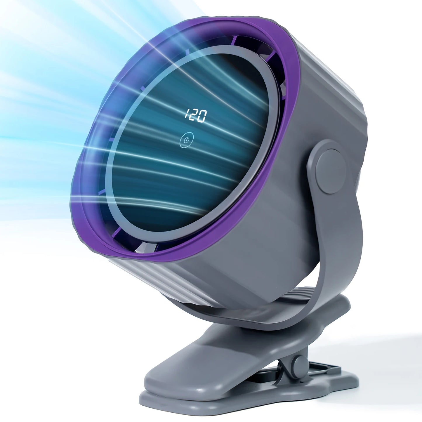 Haoyunma Portable Clip Desk Fan Touch Screen 360 Adjustable 3600mAh