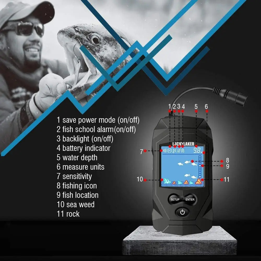 Handheld Ice Fishing Finder With LCD Display And Transducer
