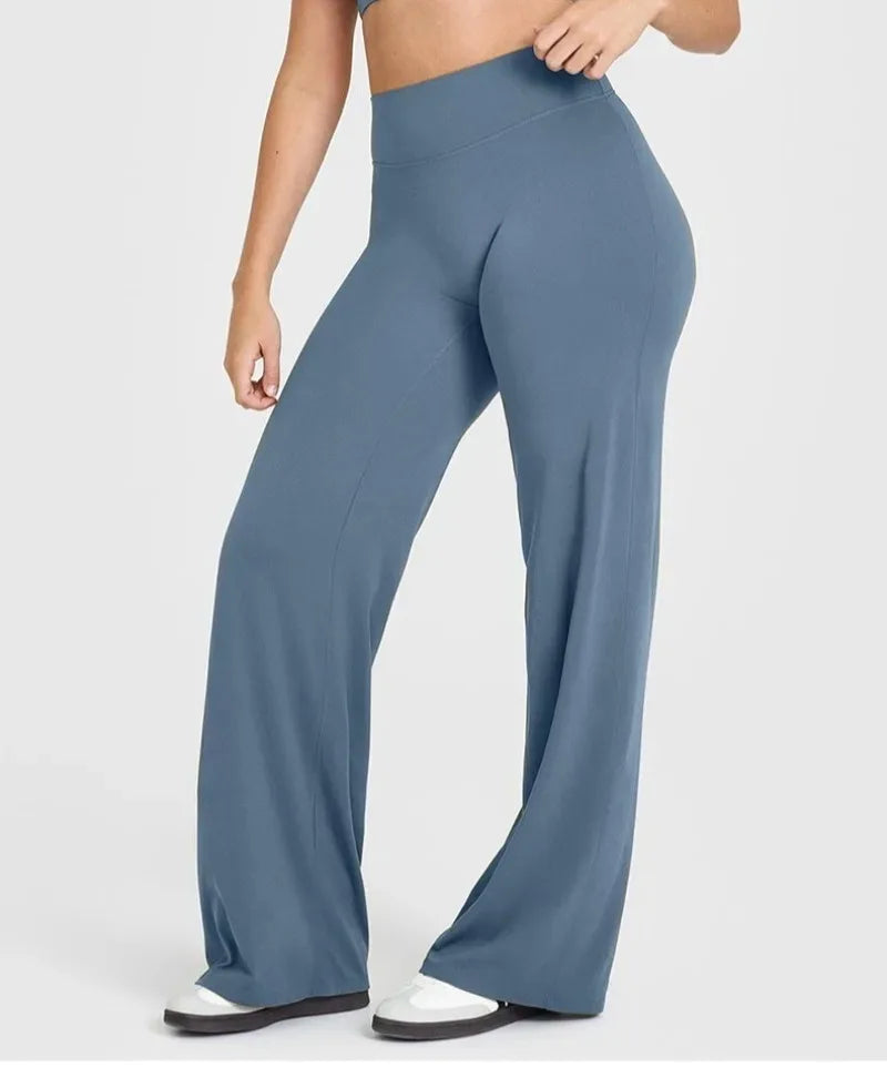 Women's Mid Waist Soft Butter Fabric Straight Leg Sport Trousers