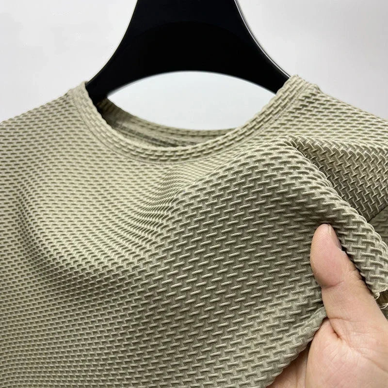 NONECN Summer Ice Silk Short Sleeve T Shirt For Men