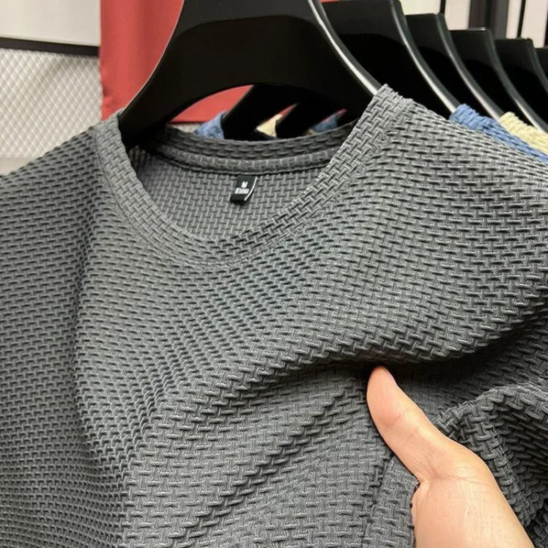 NONECN Summer Ice Silk Short Sleeve T Shirt For Men