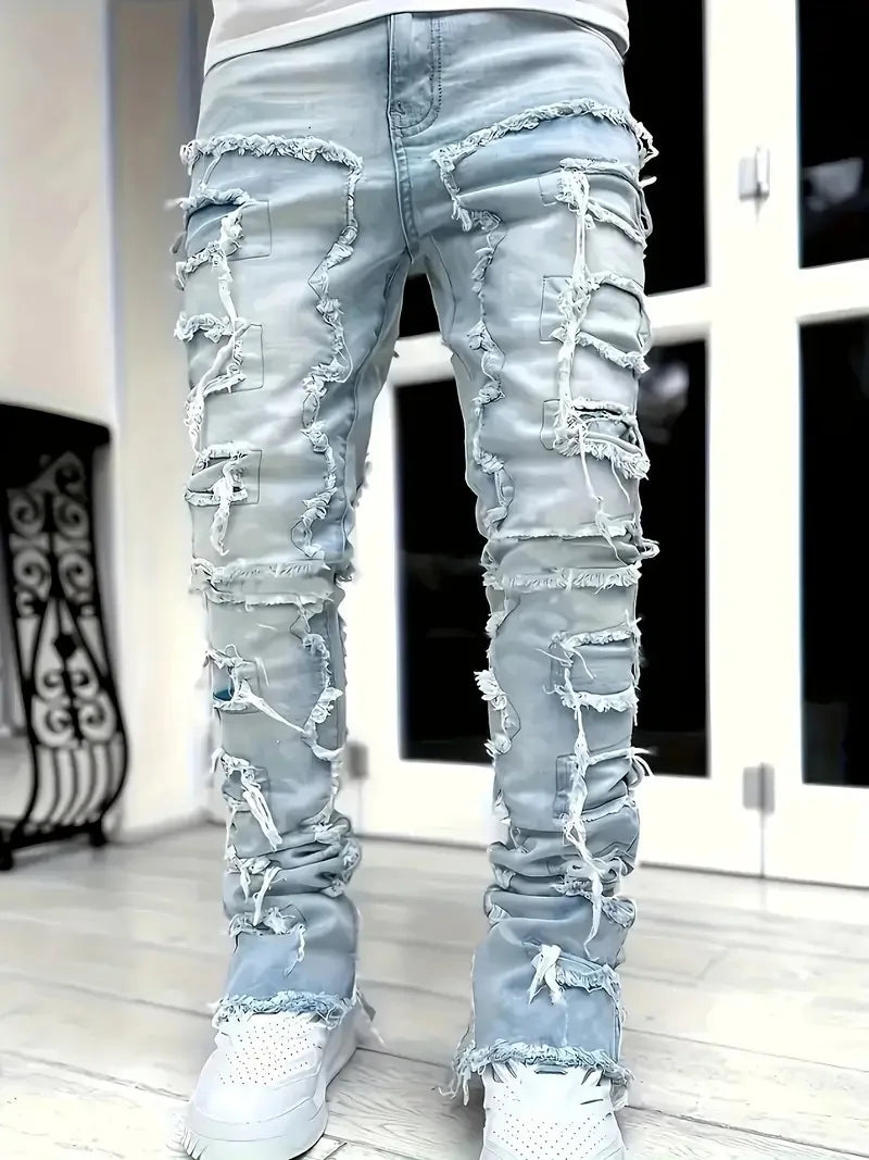 Hip Hop Jeans For Men Slim UltraStretch Denim Pants Casual