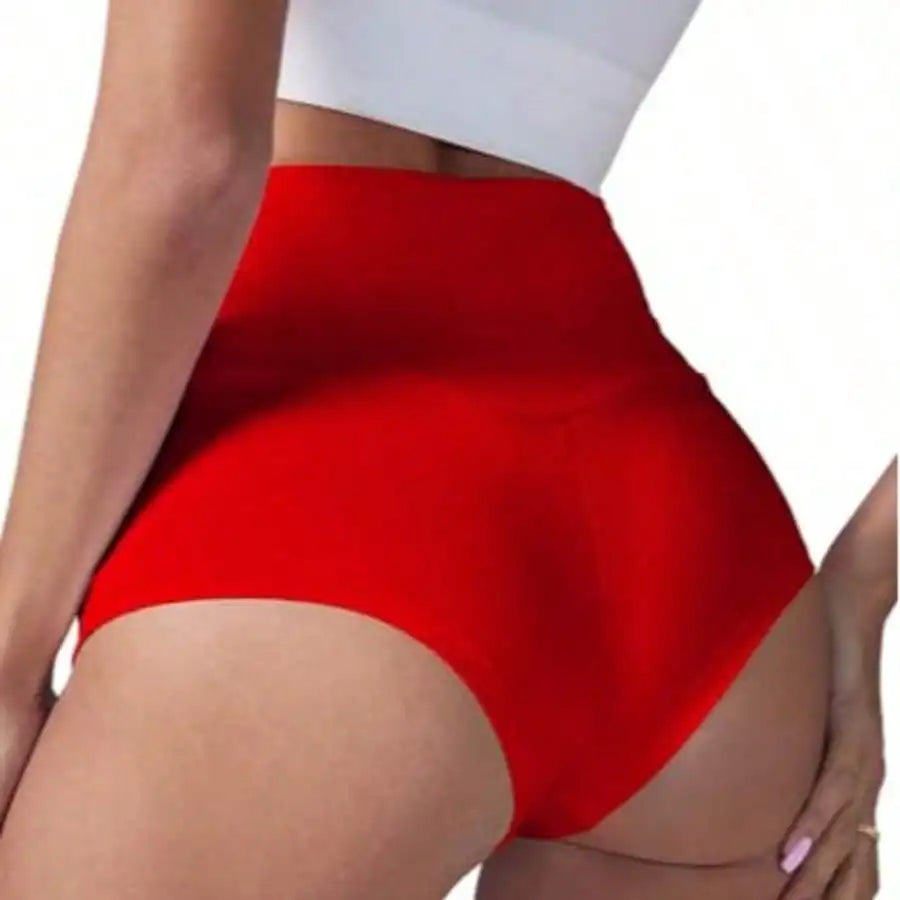 Fisoew Women's High Waist Yoga Shorts With Pockets Booty Lifting
