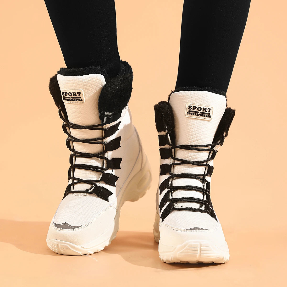 Womens Snow Boots Mid Calf Waterproof Winter Warm Hiking