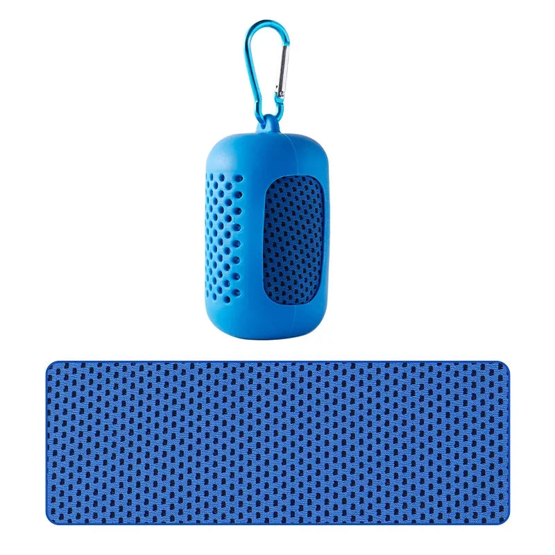 Portable Circular Silicone Wrapped Cooling Towel Quick Drying Polyester