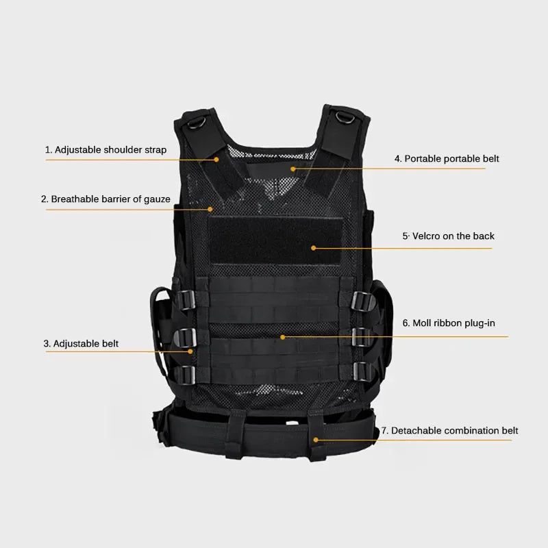Adjustable Molle Tactical Vest For CS War Games Training