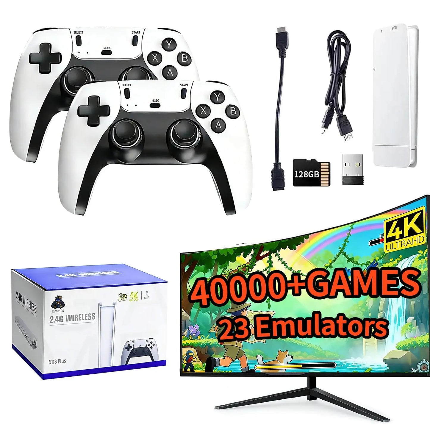 Retro 4K Console With 40K Classics 23 Emulators Dual Controllers