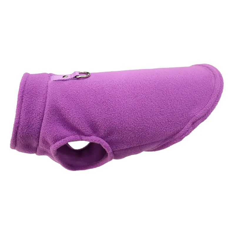 Winter Weatherproof Fleece Dog Coat With D Ring For Dogs