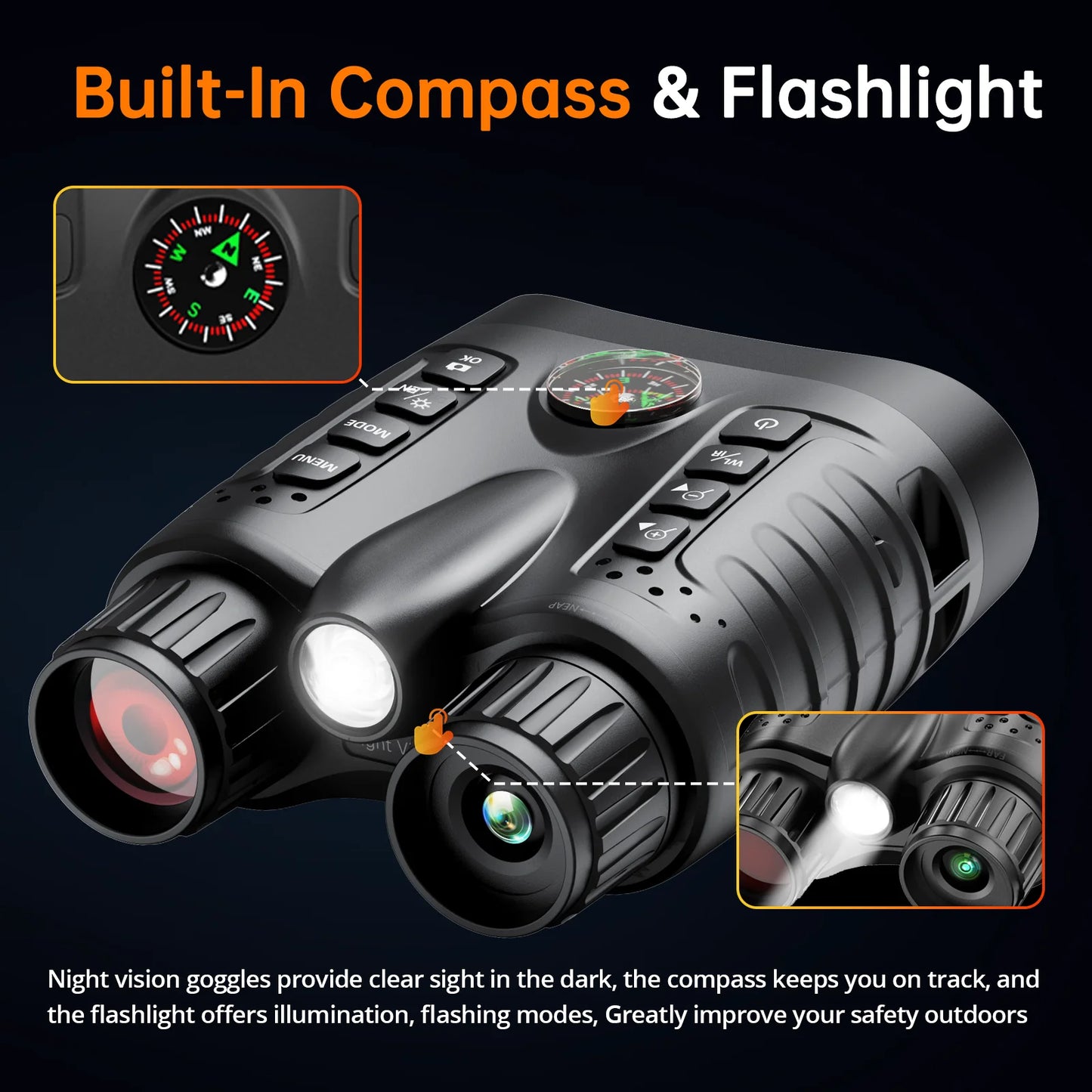 Letcmoi 4K Night Vision Binoculars With 8X Zoom Tactical Light