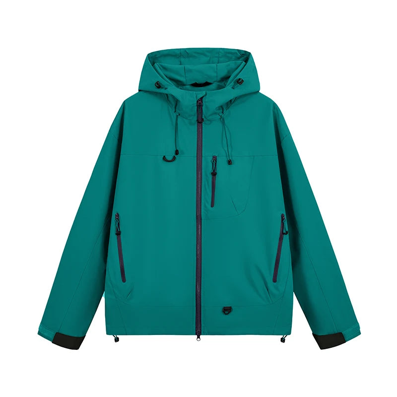 Unisex Waterproof Hiking Jacket Hooded Windbreaker Outdoor Activities