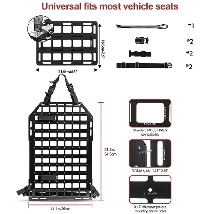 Rigid Molle Panels For Vehicles And Headrest Panel Organizer