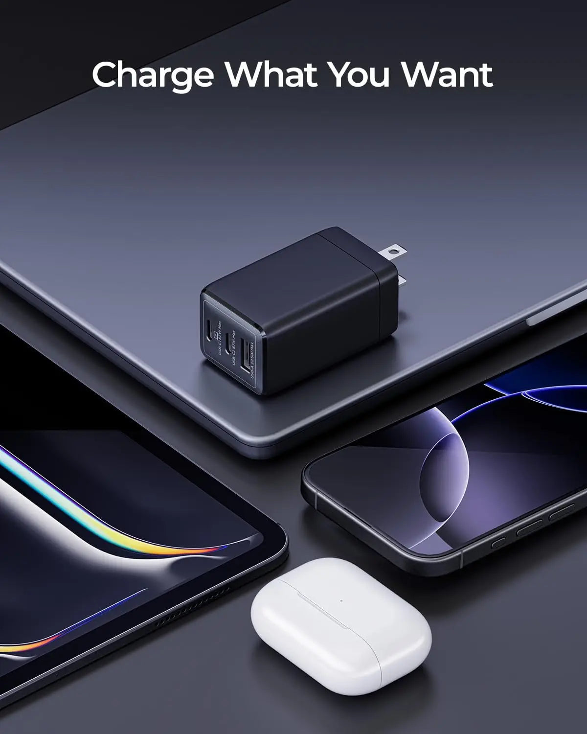 WEGEAR 67W USB C GaN Charger 3Port Fast Charging Block
