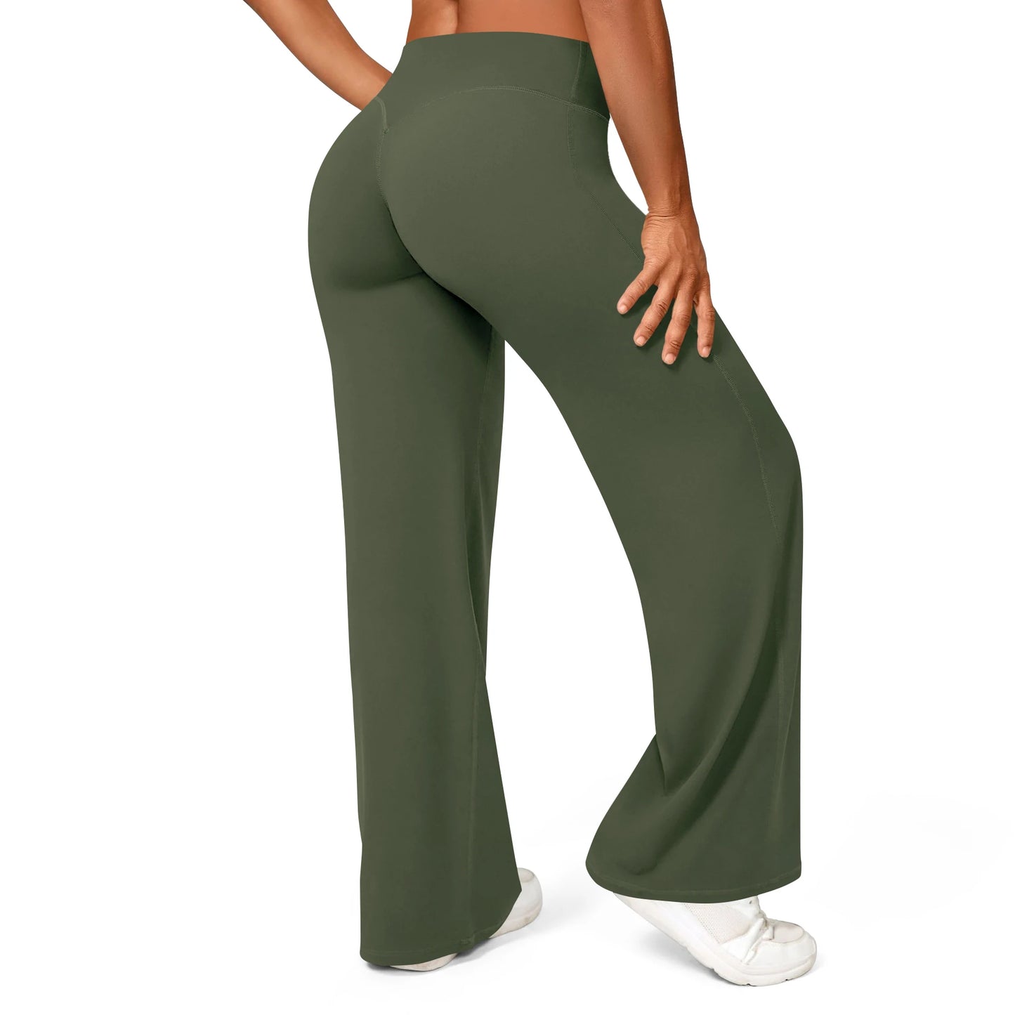 Women's Mid Waist Soft Butter Fabric Straight Leg Sport Trousers