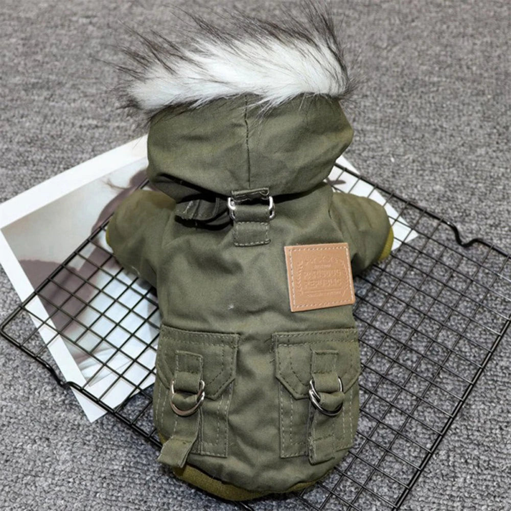 Pet Dog Jacket With Harness Winter Heavy Windproof Outdoor Coat