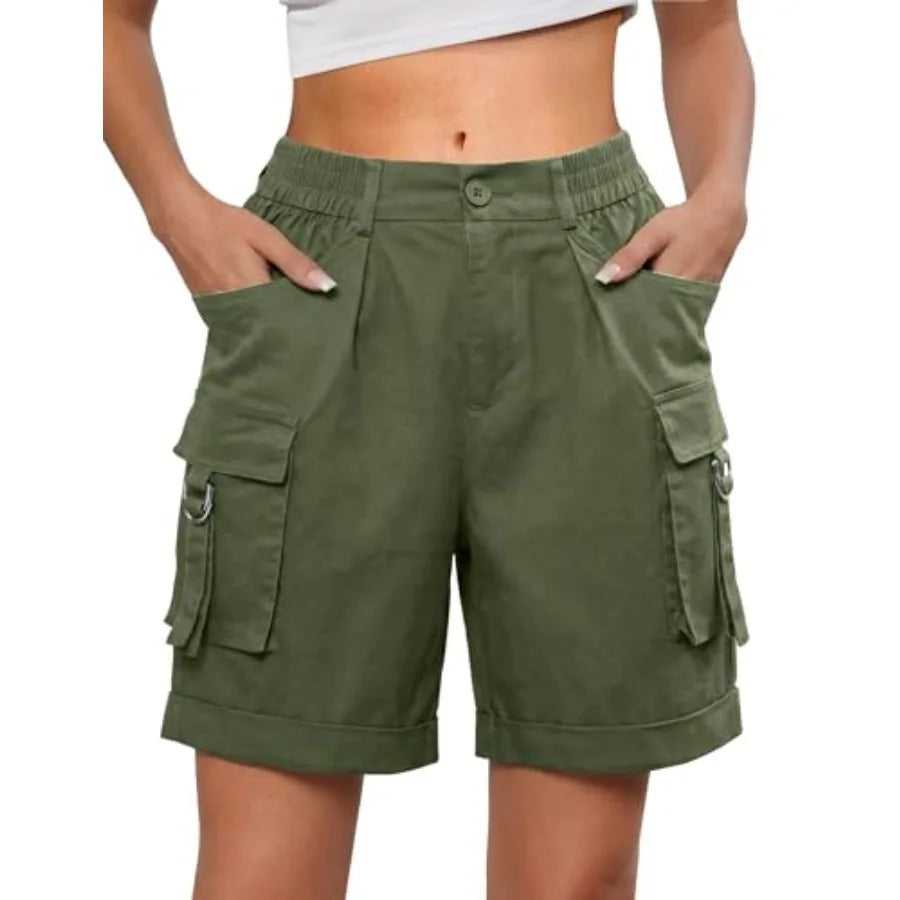 Bermuda Cargo Shorts For Women High Waist Denim 6 Pockets