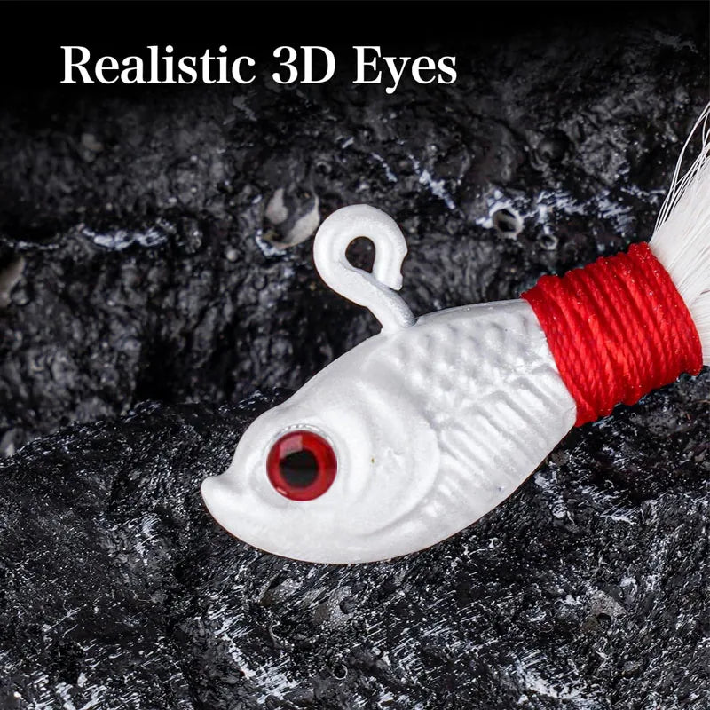 Three Piece Bucktail Jig Heads Lures For Saltwater Freshwater Fishing
