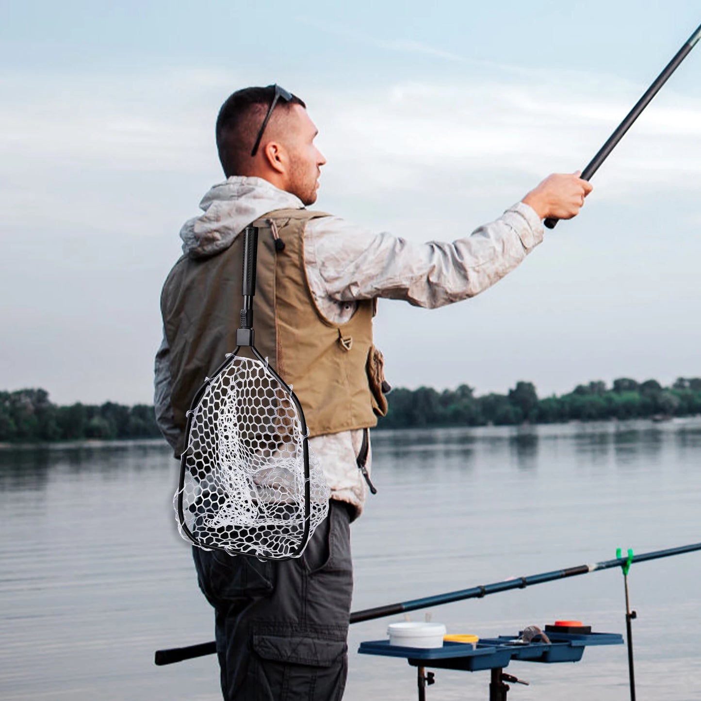 Hipicute Foldable Trout Landing Net With Rubber Mesh Handle