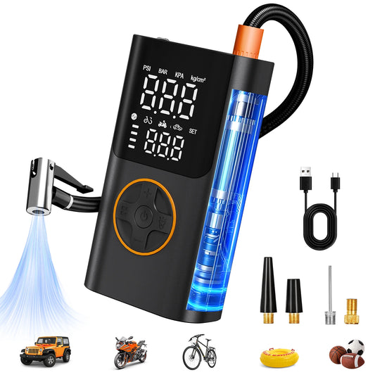Portable Tire Inflator With Power Bank 150 PSI LED Light