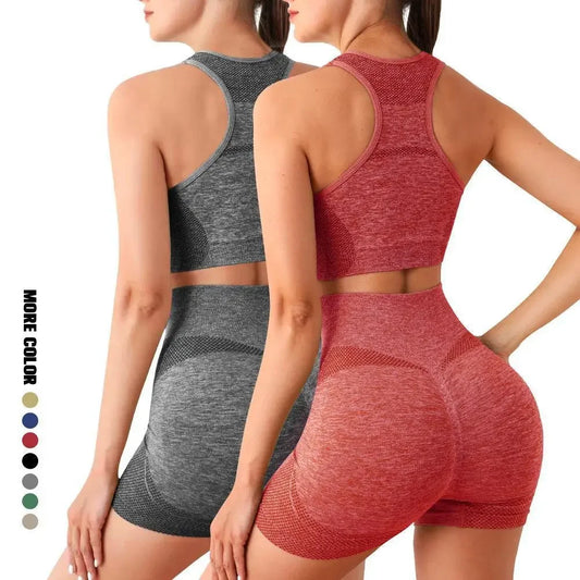 Women Yoga Set Seamless Bra And Shorts Fitness Workout Outfit