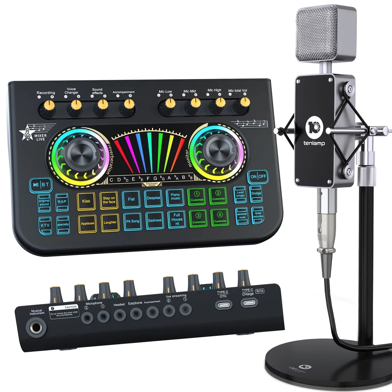 Tenlamp Mic Mixer Set For Podcasting Studio Recording Wireless Microphone