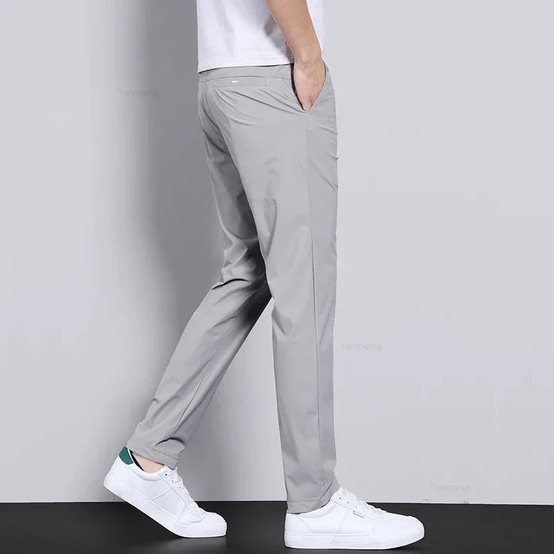 NONECN Ultra Thin Ice Silk Men Casual Trousers Quick Dry