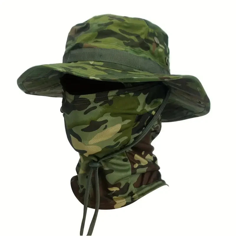 Camouflage Boonie Cap Balaclava Hat For Outdoor Hunting And Fishing