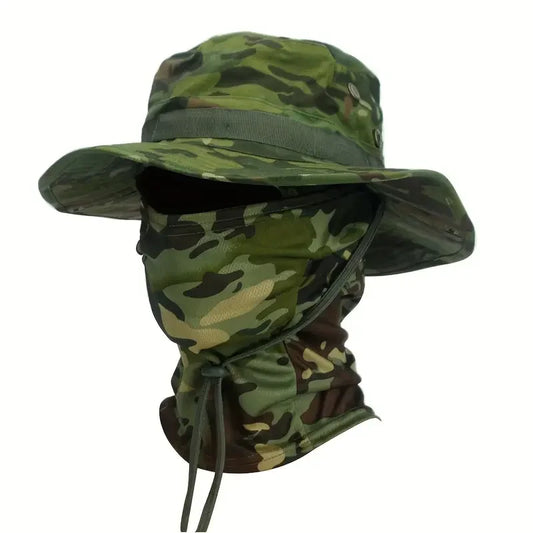 Camouflage Boonie Cap Balaclava Hat For Outdoor Hunting And Fishing